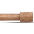 JRZOO Wood Curtain Rods, 1'' Decorative Adjustable Rustic Farmhouse Drapery Rod, Heavy Duty Boho Curtain Pole for Windows 28 to 48 Inch with Imitation Wooden Grain Finials, (Light Wood/Unique Design)