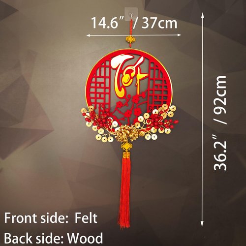 LOONELO Vietnamese New Year Hanging Ornament with Tassel, Asian Lunar New Year Pendant for 2026 Tết Việt NAM Décor, Red and Gold Lucky Prosperity Charms Hanging Decorations for Door Wall Home Office
