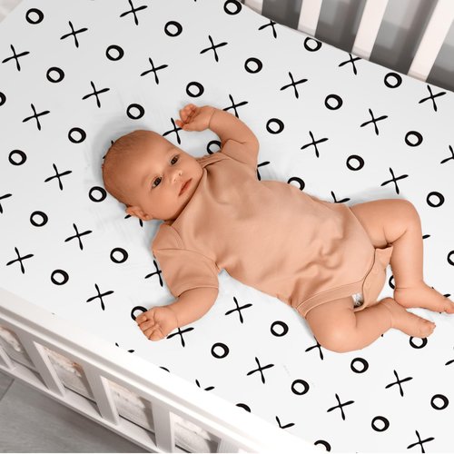 Moukeren 4 Pcs Black and White Crib Sheets for Baby Microfiber Baby Bassinet Soft Sheets Crib 52" x 28" for Standard Cribs Nursery Bedding