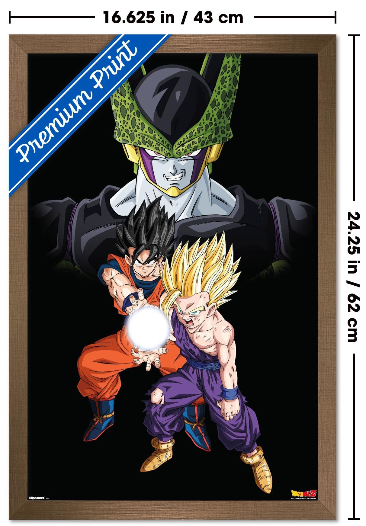 Dragon Ball Z: Cell Saga - Group Wall Poster, 22.4L" x 14.7W", Bronze Framed Version