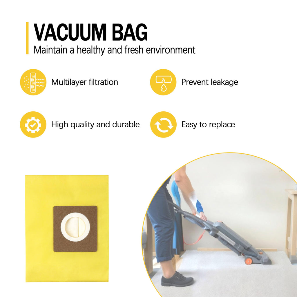 ORTVS AH10243 Disposable Vacuum Bag for Hoover Commercial CU2 Vacuum Cleaner CH54013 CH54015 CH54113 CH54115 Upright Bags for HushTone Replacement, Yellow (10 Pack)
