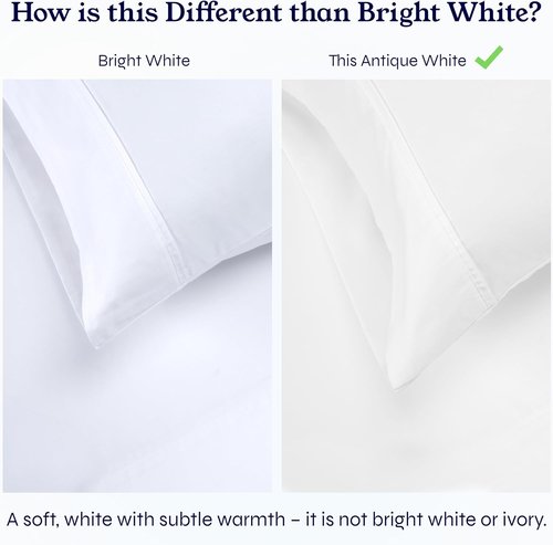 California Design Den Twin Size Bed Sheets - 400 Thread Count 100% Cotton Sateen - Soft & Breathable, Antique White