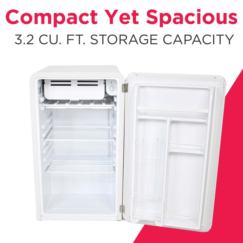 Retro Compact Refrigerator - 3.2 Cu Ft Mini Fridge with Freezer - White