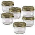 Le Parfait Familia Wiss Terrine Wide Mouth French Glass Jar w/Airtight 2-Piece System Gold Lids | Ideal for Canning, Food Storage, Meal Prep, Cake Jar & DIY Crafts | 7oz Half/Pint (Pack of 6) 200ml