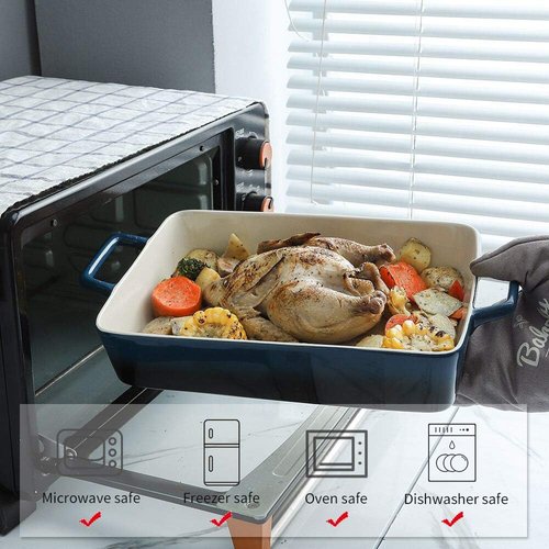 KOOV Bakeware Set - Ceramic Baking Dish Set with Rectangular Pans | 3-Piece Gradient Blue, 12 x 8.5 Inches