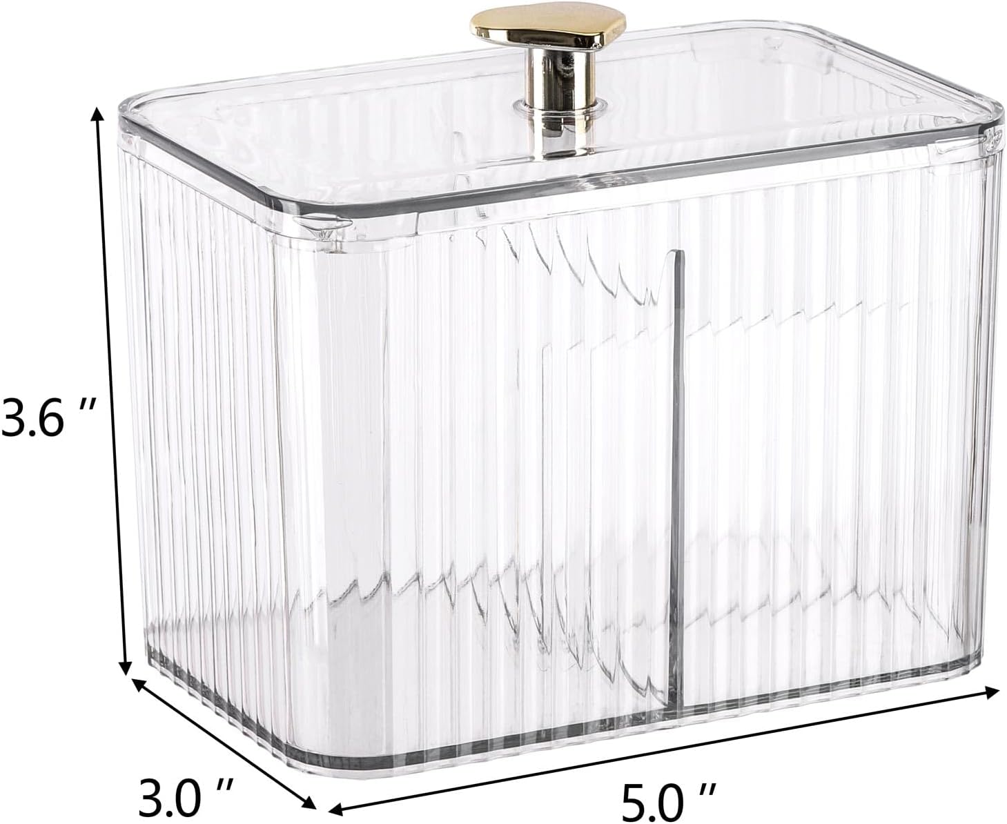 Tbestmax Qtip Holder Dispenser - Clear 3-Section Bathroom Organizer Jar for Cotton Swabs & Pads