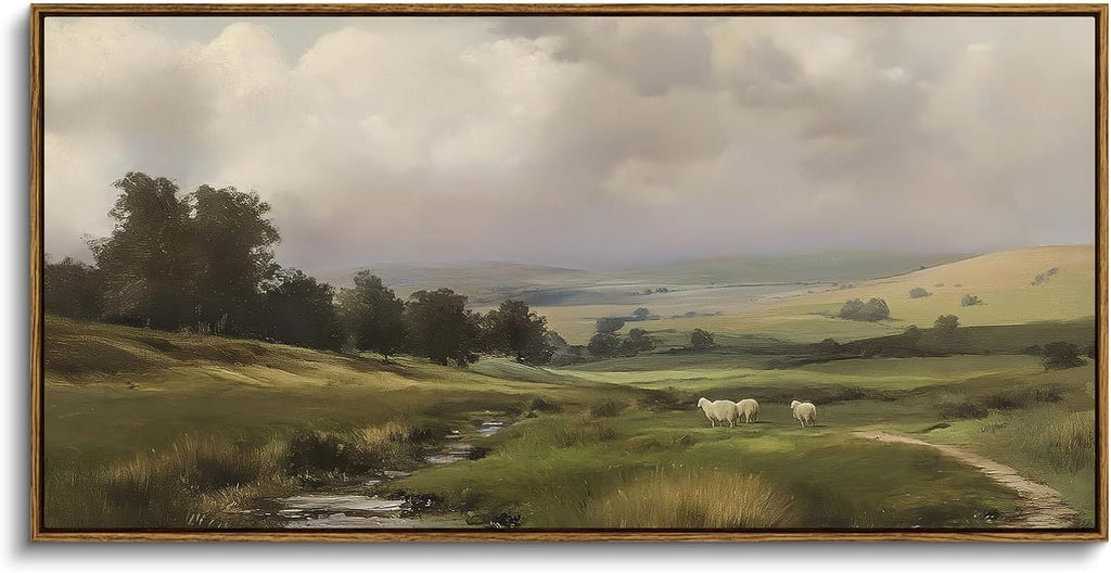ARPEOTCY Extra Large Vintage Lamb Wall Art - Country Farmhouse Canvas Print, 20x40 Inch