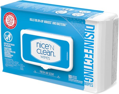 Nice 'N Clean Disinfecting Surface Wipes - 80 Count | Cleans & Disinfects Home & Kitchen Surfaces | Fresh Scent