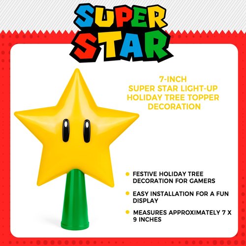 Christmas Tree Topper Mario Star - Super Decorations with Light Up LED : Plug in