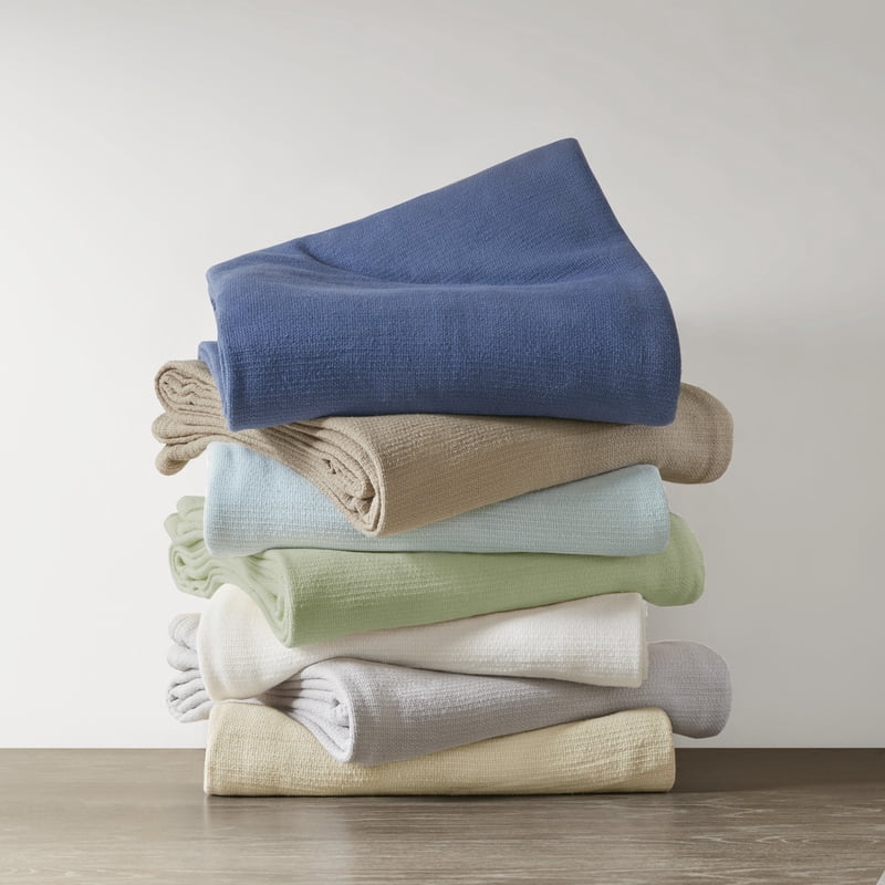Home Essence Knit Freshspun Basketweave Cotton Blanket - Full/Queen, Beige, 90x90 - Variation of THIS listing