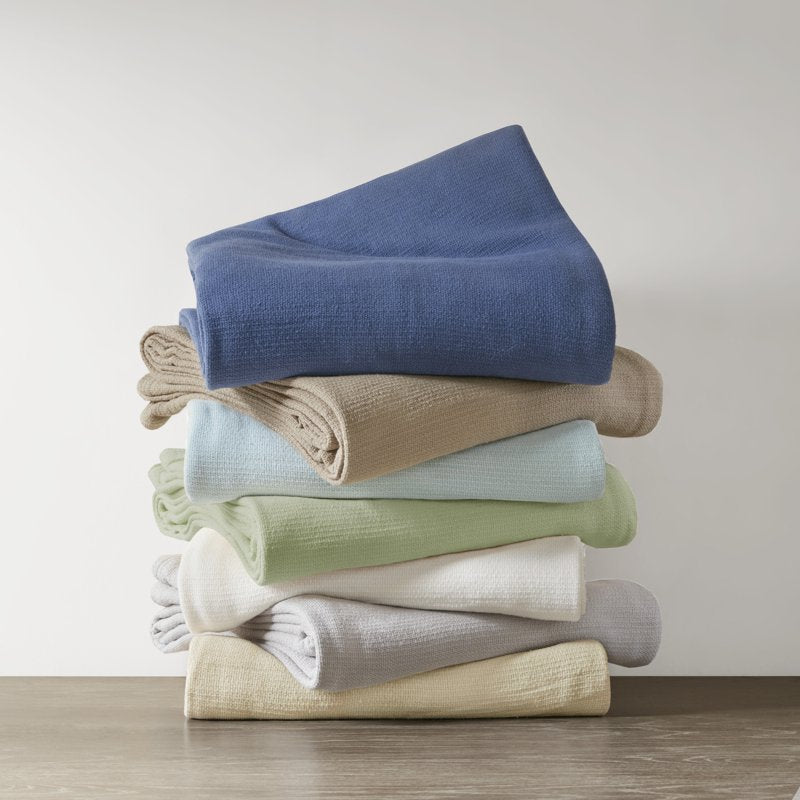 Home Essence Knit Freshspun Basketweave Cotton Blanket - King 108x90 Beige