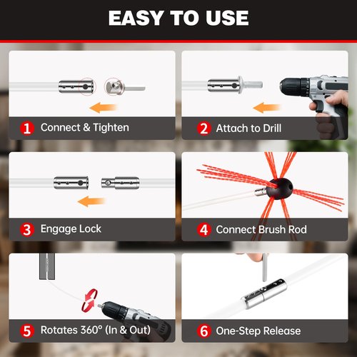 Morinoli 26 Feet Chimney Sweep Kit, Chrome Button Locking System, Chimney Cleaning Kit, Chimney Brush, Chimney Cleaning Tool, Chimney Cleaning System with 8 Flexible Chimney Rods