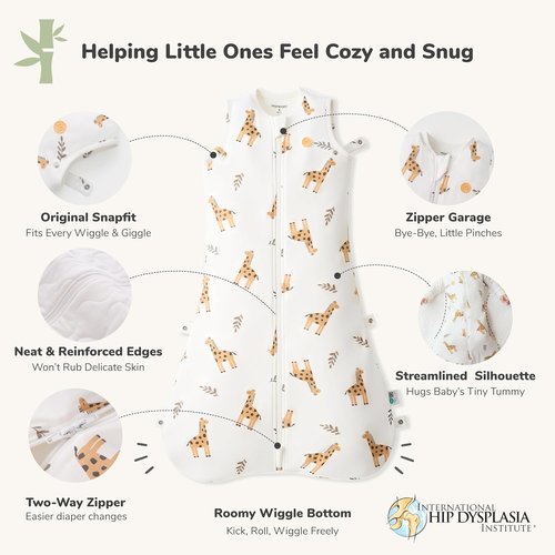 Momcozy Baby Sleep Sack - 1.5 TOG Wearable Blanket with Plush Filling & Two-Way Zipper | Giraffe, Small