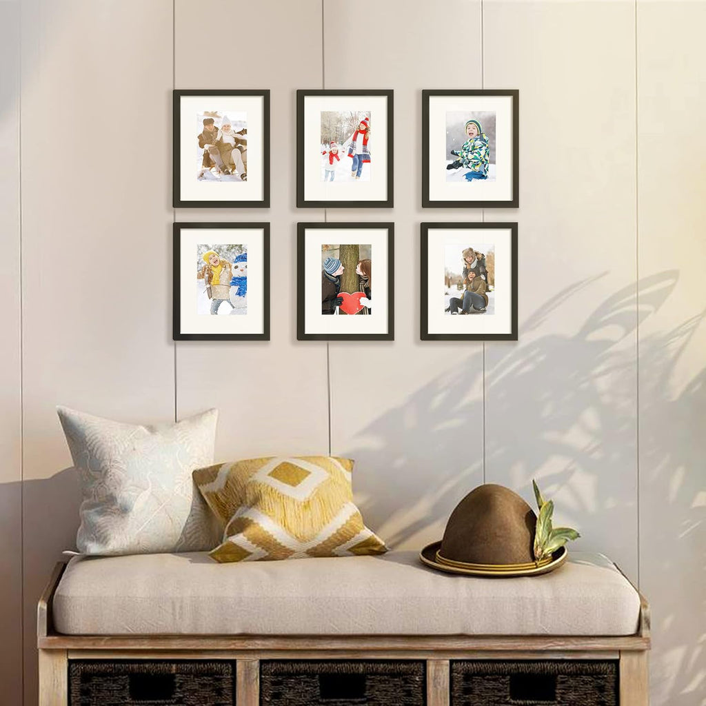 Upsimples 8x10 Picture Frame Set - Classic 5-Pack with 2 Vintage Frames for Wall Display