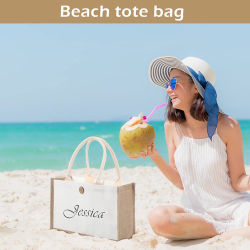Reginary 16 PCS Jute Tote Bags Bulk - Reusable Blank Burlap & White Canvas Tote with Handles for DIY, Bridesmaid Gift, Travel, Beach, Shopping Grocery Bag