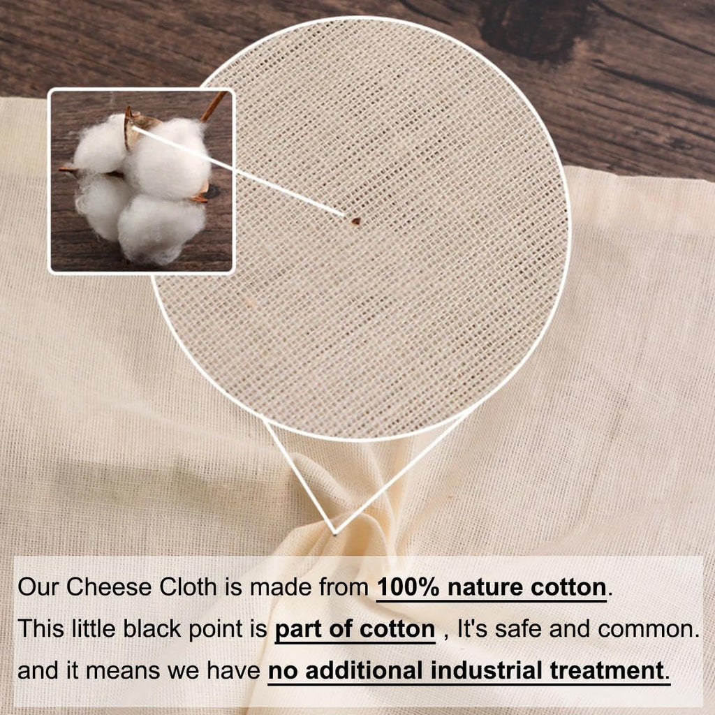 Skiennix Cheese Cloths - 10 Pcs 20x20 Inch Unbleached Cotton Straining Cloths | Reusable Muslin for Juicing & Cooking