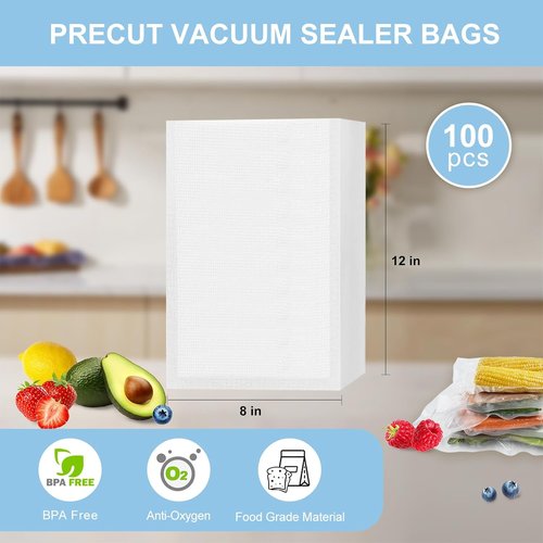 FoodSaver Vacuum Sealer Bags - 100 Pre-Cut 8 x 12 Inch BPA-Free Heavy Duty Storage Bags