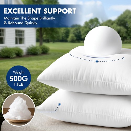 MIULEE Outdoor Pillow Inserts 18x18 Pack of 2 Waterproof Throw Pillow Inserts Decorative 100% Virgin Fibers Filling for Patio Sofa Couch
