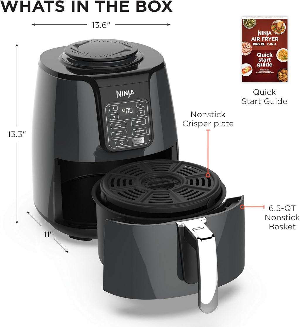 Ninja Air Fryer - 4 QT Capacity | 4-in-1 Cooking Functions | Dishwasher Safe Parts | Includes 20 Healthy Recipes | 1550 Watts | Grey