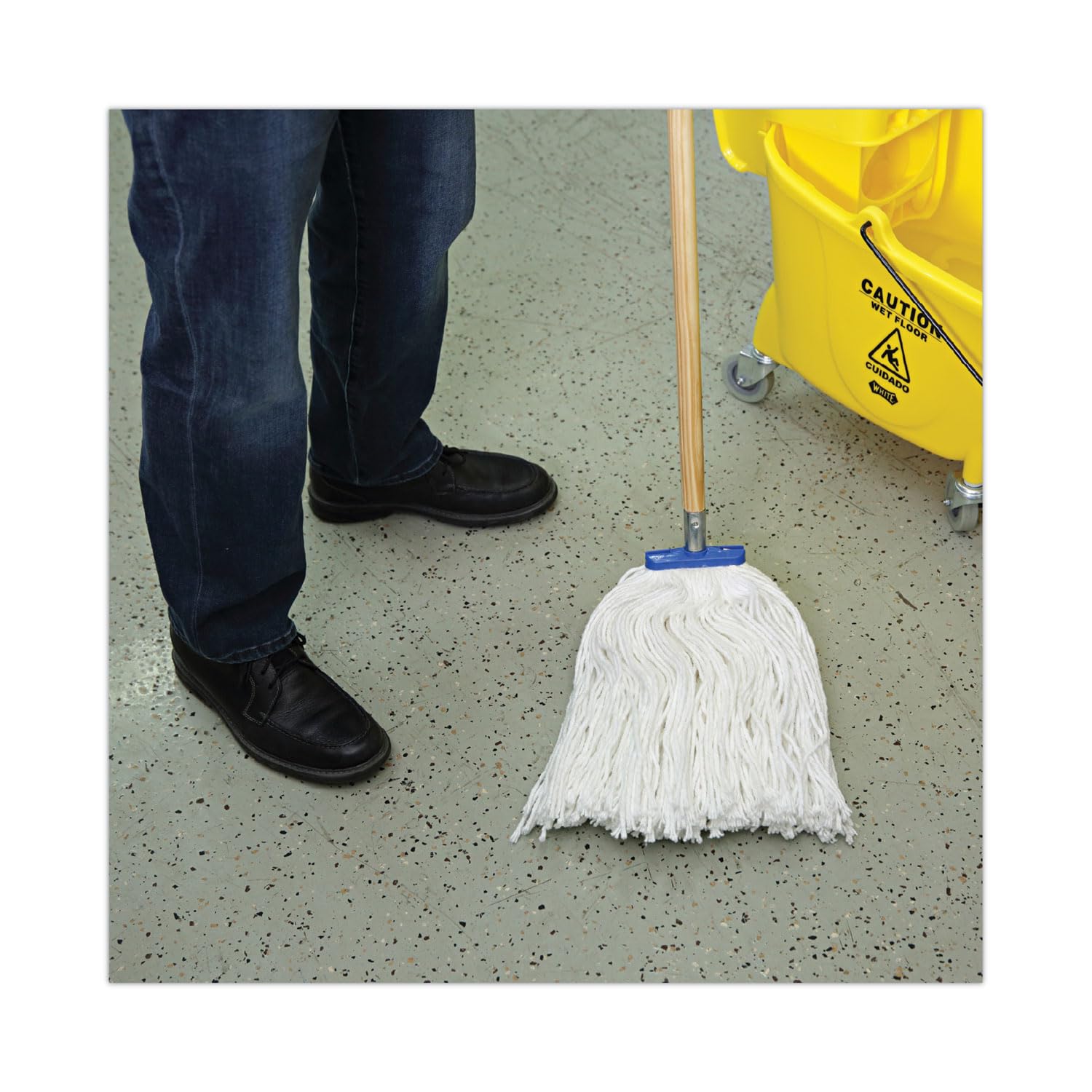 Boardwalk UNS 716R Cut-End Lie-Flat Wet Mop Head, Rayon, 16oz, White (Pack of 12)