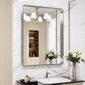 LOAAO Brushed Nickel Bathroom Mirror - 24x30 Inch Rounded Rectangle Design | Anti-Rust & Shatterproof