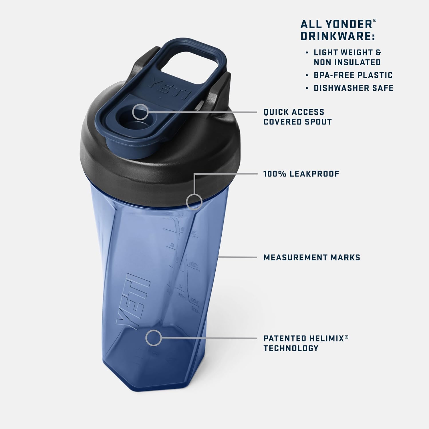 YETI Yonder Helimix Vortex Blender Shaker Bottle - 27oz Portable Protein Cup | Dishwasher Safe, Rescue Red