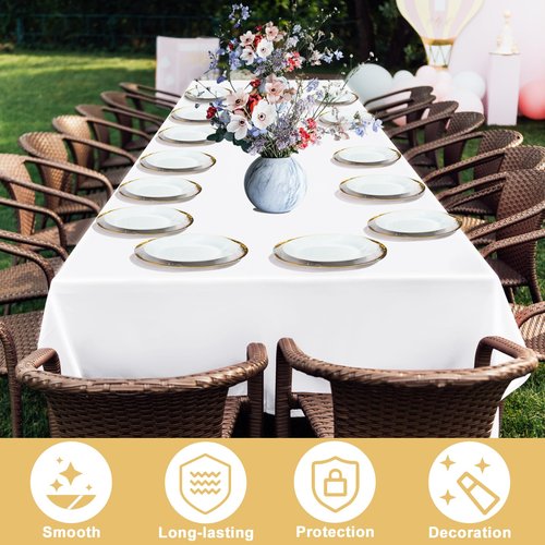 Satin Table Cloth 58x102 Inch, Washable Rectangle Shiny Tablecloth, Smooth Fabric Tablecover Bright Silk Desk Decoration for Dining Kitchen, Party, Wedding, Banquet, White