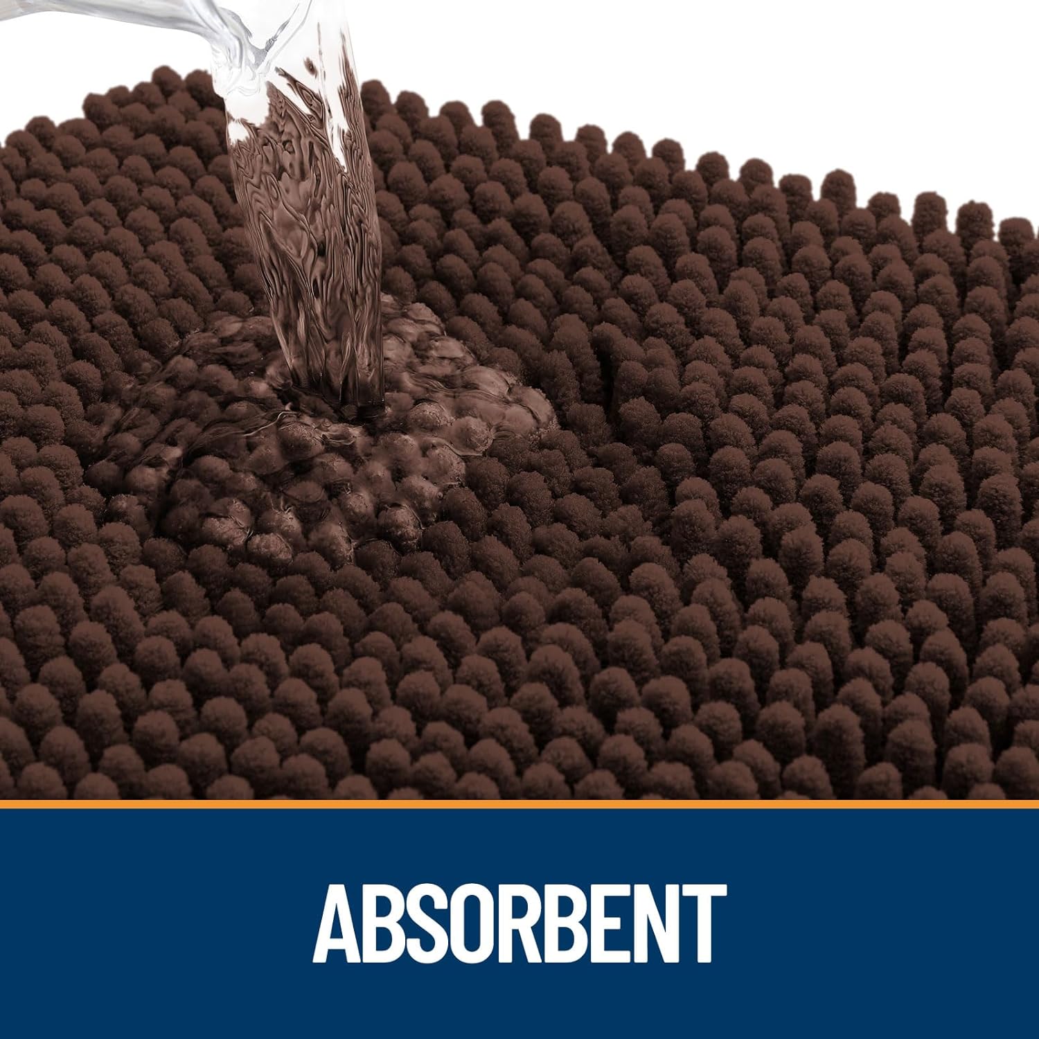 OLANLY Dog Door Mat - Absorbent Non-Slip Chenille Mat for Muddy Paws | 59x24 Inches, Brown