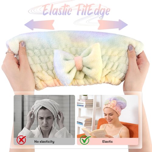New 2Pcs Super Absorbent Microfiber Hair Towel Wrap for Wet Hair - Fast Drying & Soft Hair Drying Caps for Home (2 PCS)