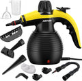 AKPIAN Handheld Steam Cleaner, 1050W Rapid-Heating Stainless Steel Boiler, Safety Locking Mechanism, Includes 10 Cleaning Tools, Deep Cleans Kitchens, Bathrooms, Cars, Windows, and More, Black