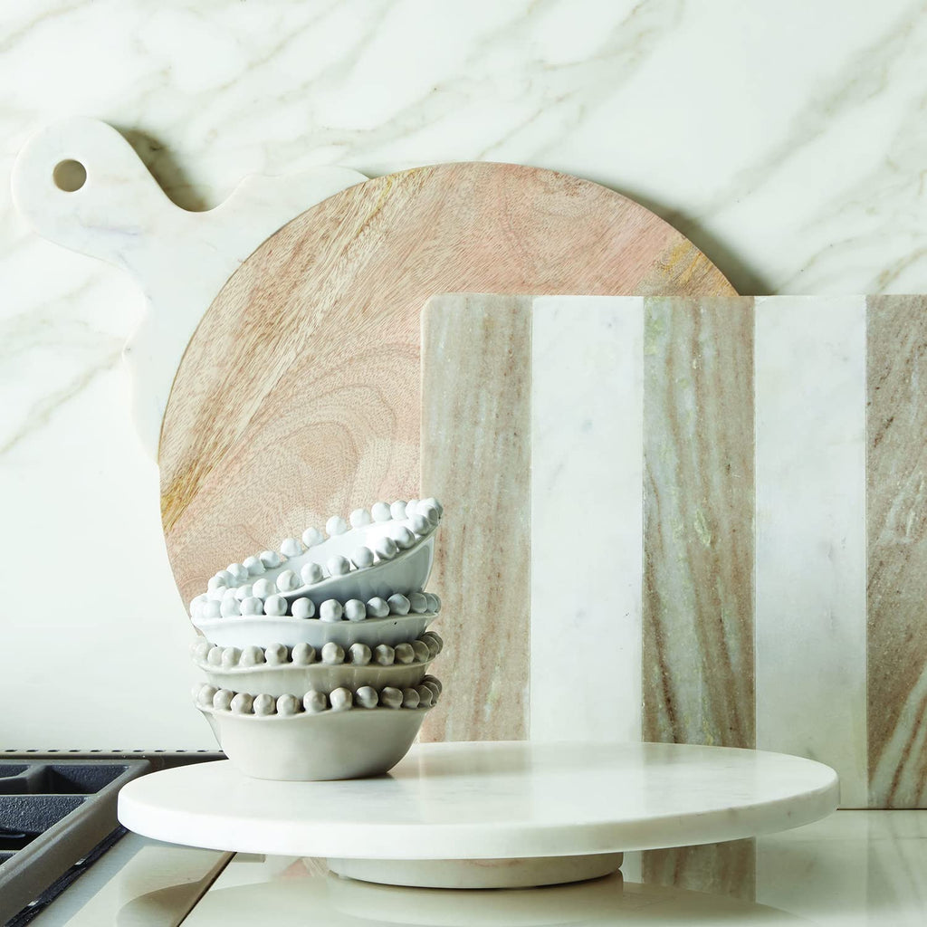 Santa Barbara Design Studio Table Sugar Marble Lazy Susan, 14-Inch Diameter, White