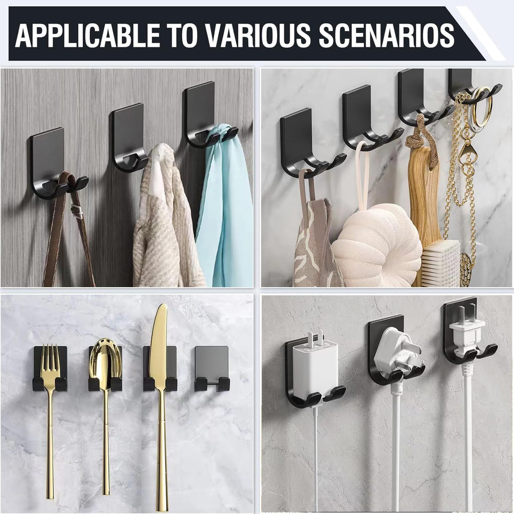 Skiennix Razor Holder - Heavy Duty Self-Adhesive Stainless Steel Hooks | 2-Pack Bathroom Organizer