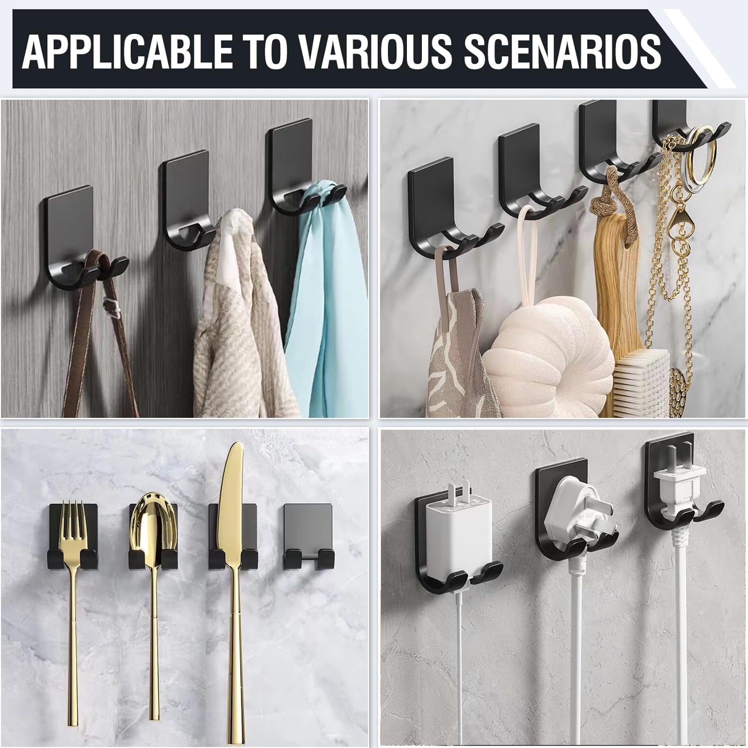 Skiennix Razor Holder - Heavy Duty Self-Adhesive Stainless Steel Hooks | 2-Pack Bathroom Organizer