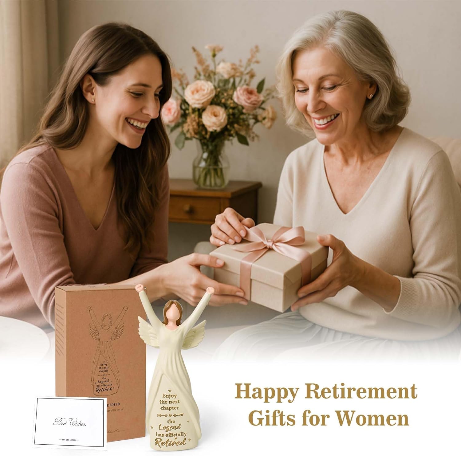 Regine Switzerland Retirement Gift - 7.5” Retired Angel Figurine | Perfect for Women, Coworkers & Friends