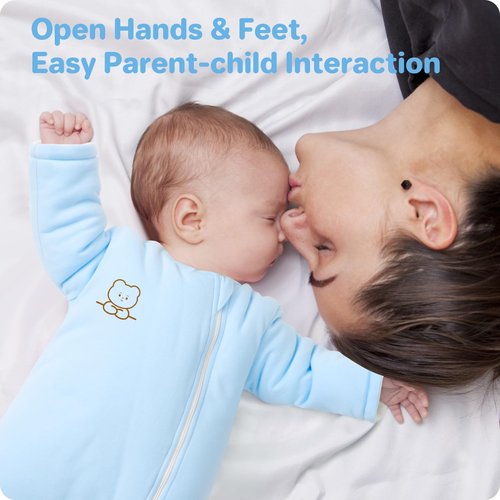 Premium Cotton Baby Sleep Sack with Legs Warm Winter 3-6 Months 2.5 Tog, Wearable Blanket Sleeping Bag for Easy Diaper Changing Transitional Unisex Sleep sacks for Newborn Infant Girls Boys Blue