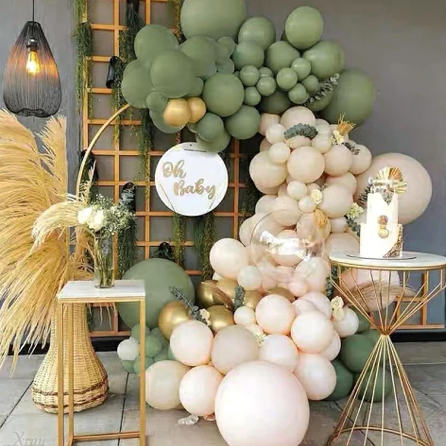 PartyWoo Sage Green Balloons - 140-Piece Set with 12", 10", 5" Sizes | Boho Jungle Party Decor