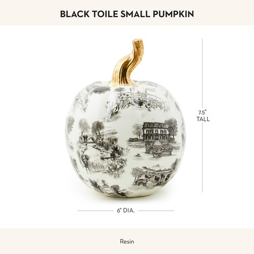 MACKENZIE-CHILDS Toile Small Resin Pumpkin, Halloween Tabletop Decor, Black