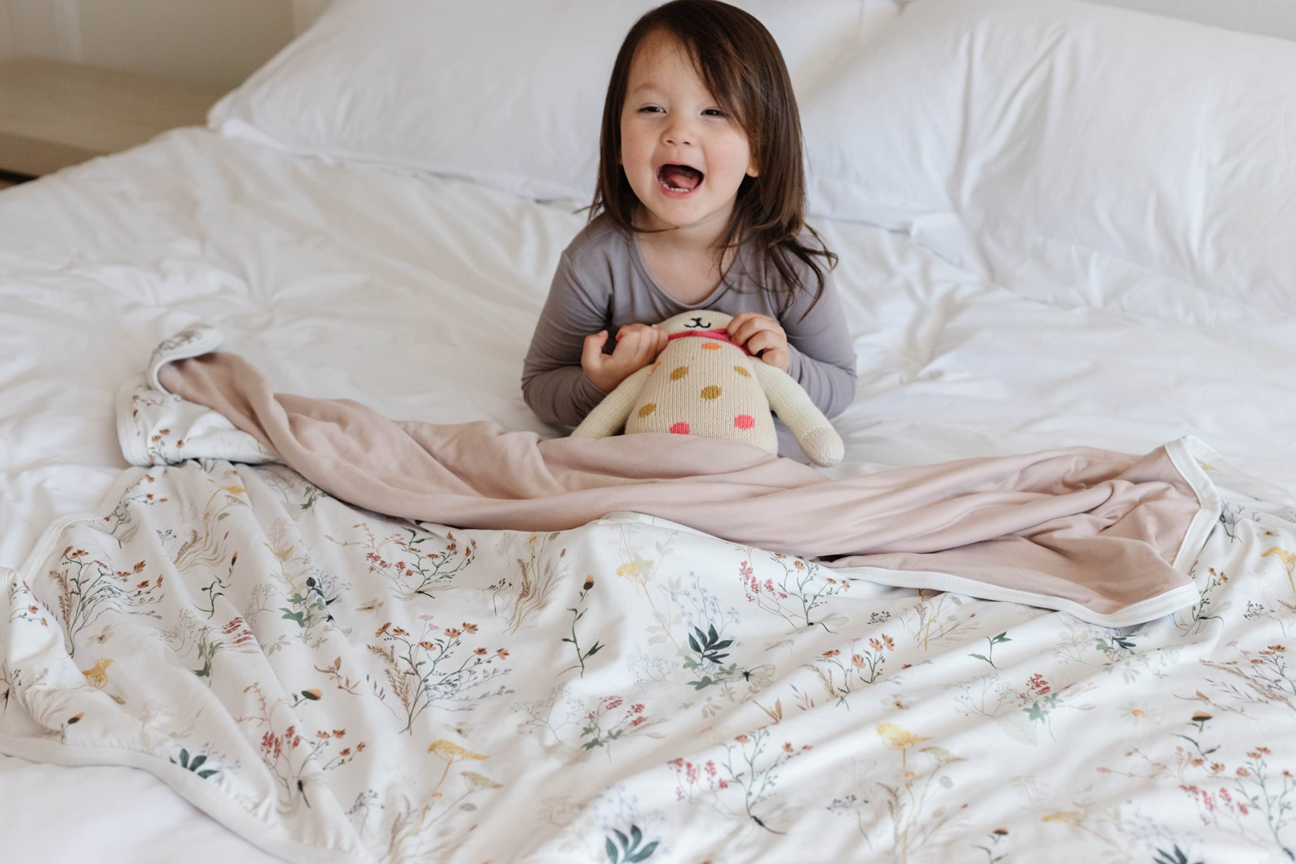 Pobibaby Premium Baby Blanket, Soft Stretchy Quilt for Babies, Toddlers, Kids (Wildflower)