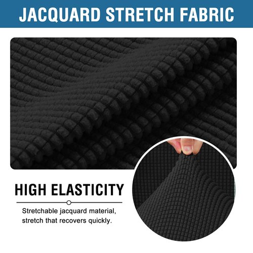 H.VERSAILTEX Home Office Chair Covers Stretchable Computer Desk Chair Covers Mid - High Back Universal Executive Boss Gaming Seat Cover Removable Machine Washable，Non Slip Thick Jacquard, Black- Large