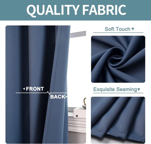 ChrisDowa Blackout Curtains - 108-Inch Long Grommet Thermal Insulated Panels | Stone Blue, 2-Panel Set