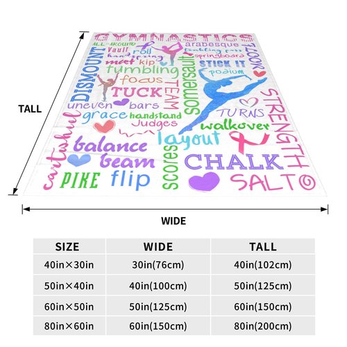 Cvrozpwy Gymnastics Blanket, Gymnast Gifts for Girls Gymnastics Lovers Teens Women Kids Birthday Soft Flannel Fleece Warm Cozy Throw Blanket for Sofa Bed Home Decor 40"X50"