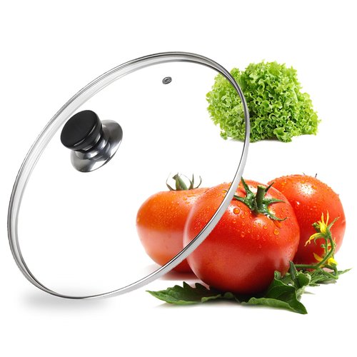 10Inch Glass Lid, Pan Cover, Tempered Glass Pot Lid with Stainless Steel Rim, Shatterproof and Heat Resistant, Clear Universal Cover for Frying Pans, Skillets (10 INCH)