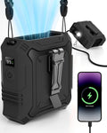 TUNISE Portable Fan - 5-Speed Dual-Sided Clip-On Waist Fan with 8000mAh Power Bank & Flashlight