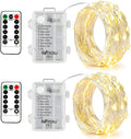 BXROIU Fairy Lights - Battery Operated Silver Wire String Lights with Remote Control | 16Ft, 50 LEDs, 8 Modes