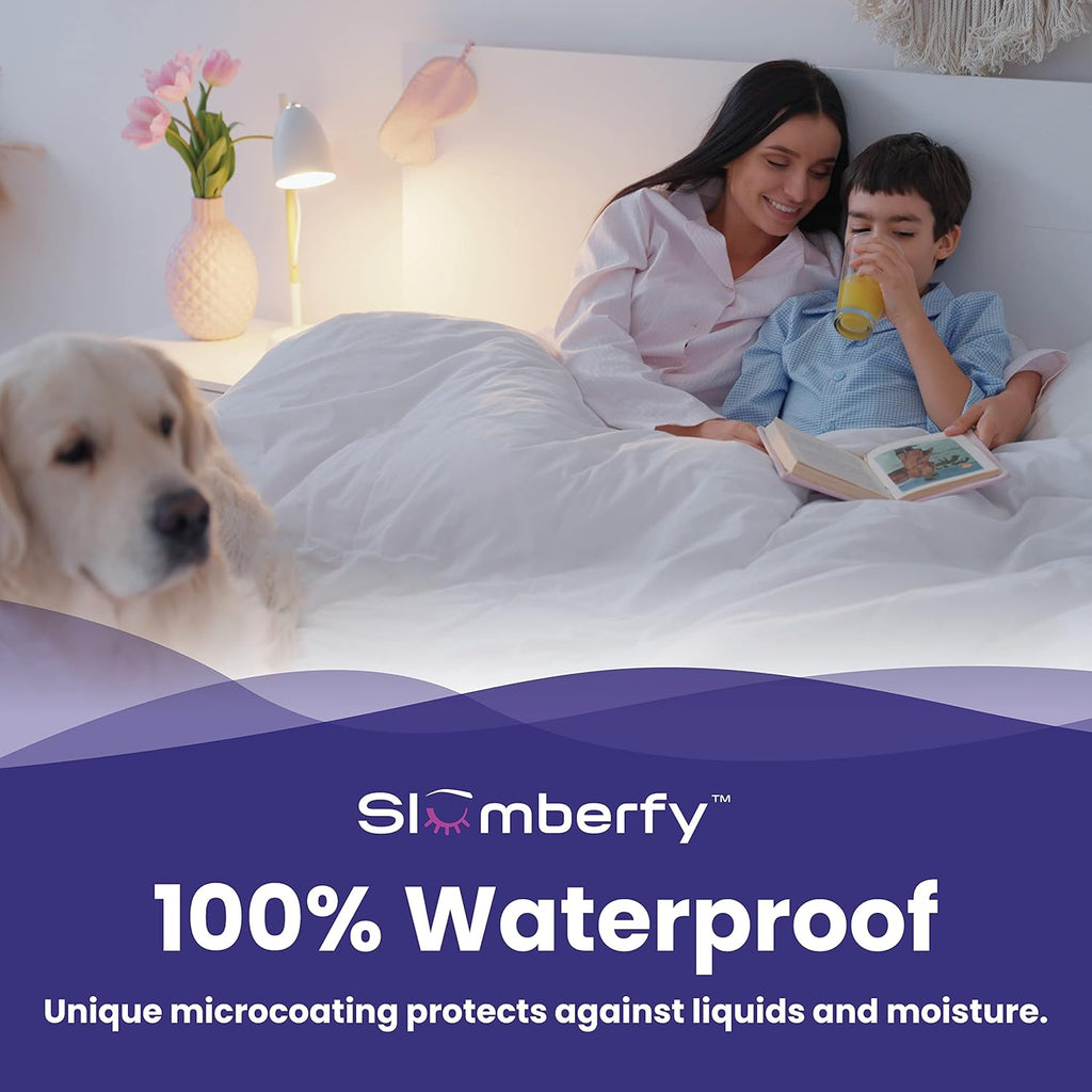 Slumberfy Queen Size Waterproof Cooling Mattress Protector - Premium Skin-Safe Cover with ArcticTex Technology | Noiseless Quilted Design – 60x80 in.