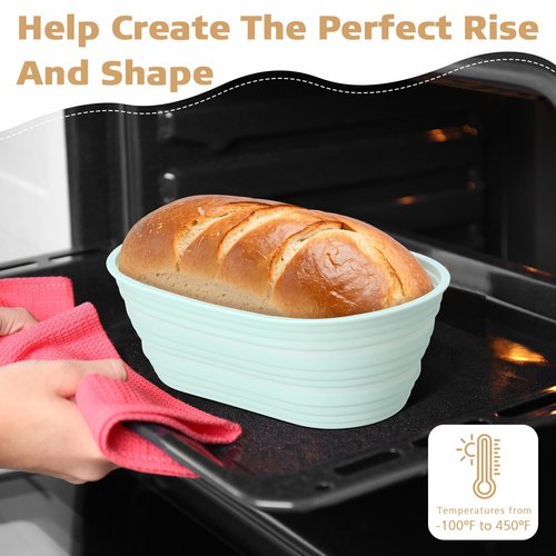 Honeydak 8 Pcs Silicone Bread Proofing Baskets Oval Banneton Basket 10 Inch Collapsible Sourdough Bread Baking Supplies Non-stick Dough Proofing Bowls Containers Oven Safe for Breads Making
