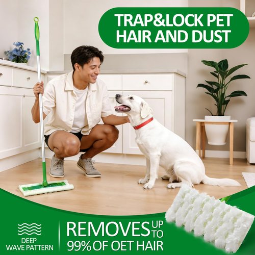 100 Dry Sweeping Cloths Compatible with Swiffer Sweeper Mop, Heavy Duty Dry Pads Refills, Cleaning Dust and Pet Hair, Disposable Pet Sweeper Mop Pads for All Purpose Multi Surface Floor Cleaning (100)