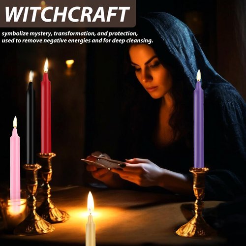 24 Pack Multicolor Spell Chime Candles – Premium Mini Unscented Taper Candles for Rituals, Prayer, Meditation, Altar, Spells – 4" Tall – Ideal for Witches & Spiritual Practices