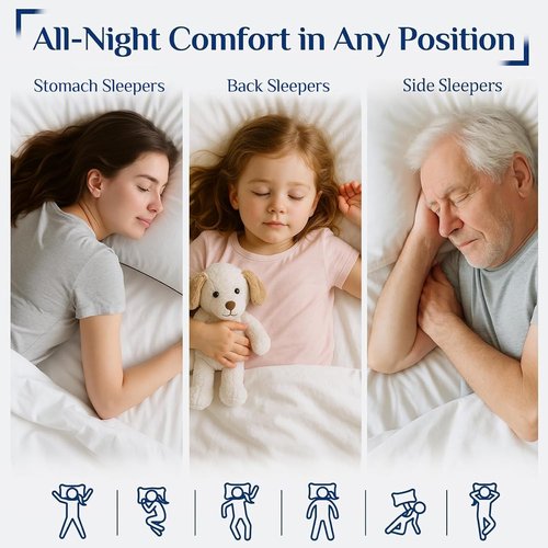 JOLLYVOGUE Queen Size Pillows - Soft Down Alternative Set of 2 for Side & Back Sleepers | Hotel Collection