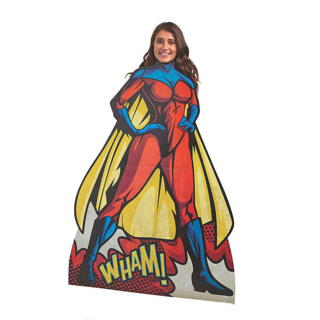Female Superhero Cardboard Stand in Photo Stand-Up - Party Photo Booth Supplies
